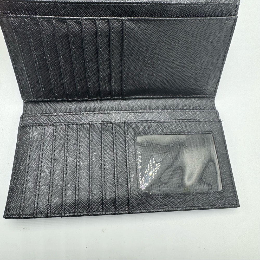 Michael Kors Jet Set Travel Crossgrain Leather Tri-Fold Wallet Black - Picture 7 of 9
